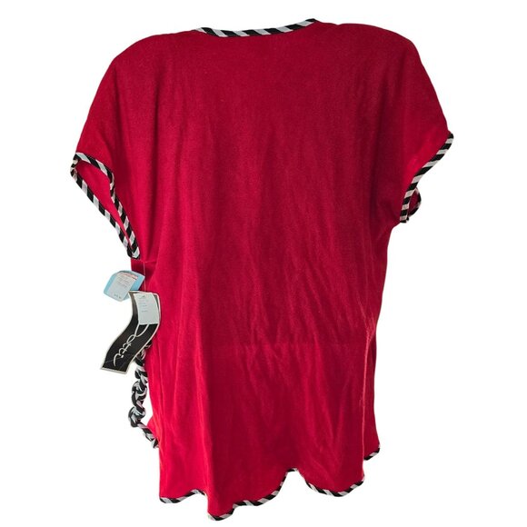 Dotti Red Wrap Terrycloth Cover-Up W/ Black & White Trim Medium Lightweight & St - Picture 6 of 8